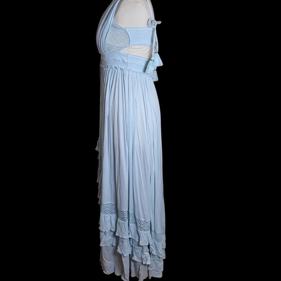 Free People Santa Maria Dress Size M Pale Seafoam Green Ruffles & Lace - Picture 3 of 9